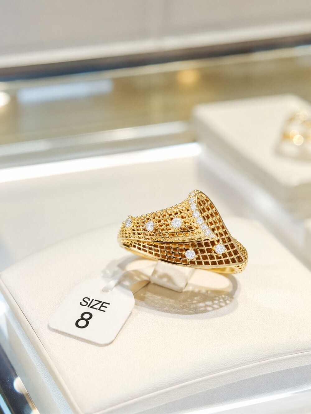 Sterling Silver (925)Elegant Gold color Ring with Diamond Accents